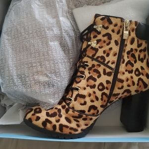 Cheetah print booties